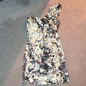 Sale!  Elegant One-Shoulder Black and Cream Dress